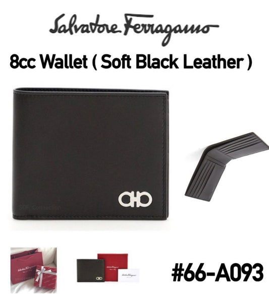 [8cc Wallet #66-A093] Salvatore Ferragamo Men’s Wallet - Soft Black Leather
