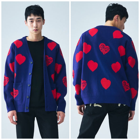 EVISU Heart Sweater Loose Fit Cardigan