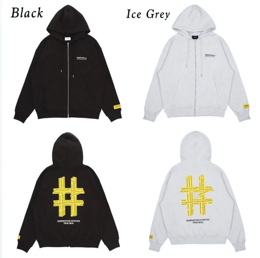 BEENTRILL# Taping Hashtag Overfit Hoodie Zip Up
