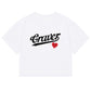 GRAVER Baseball Logo Heart Smile Crop T-Shirt 2022