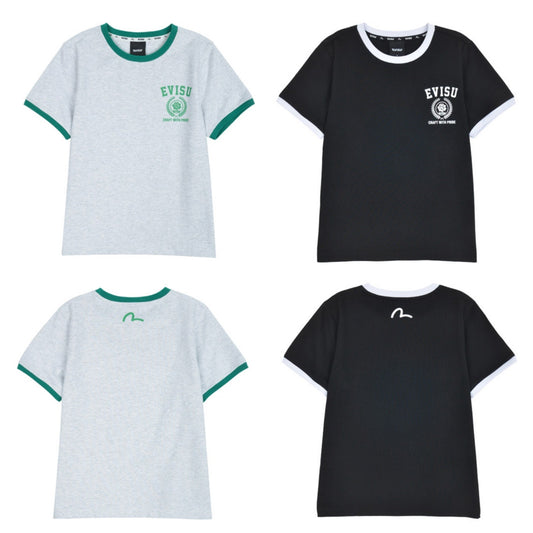 EVISU Women's Semi Slim Fit Crop T-Shirt