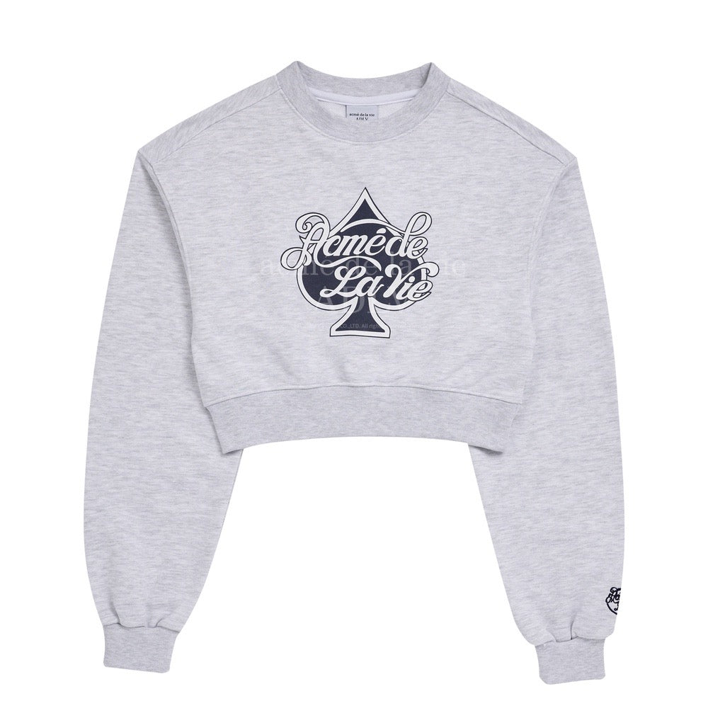 [ ADLV X LISA ] Spade Script Logo Crop Top Sweatshirt