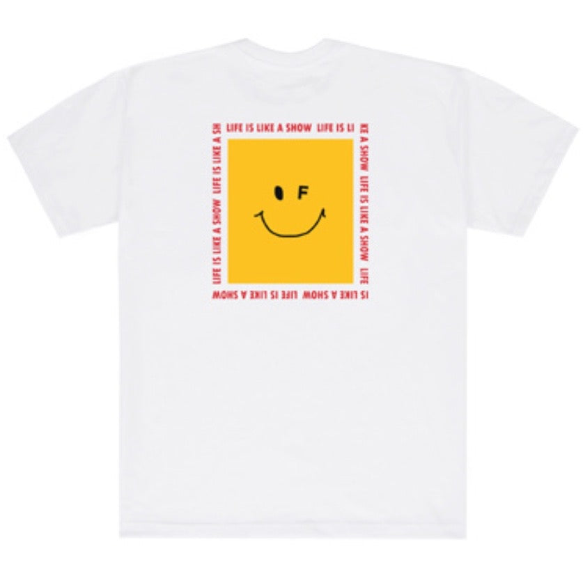 GRAVER Square Smile Life Printing White Clip T-Shirt